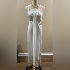 Long white and gold summer dress by Contour.